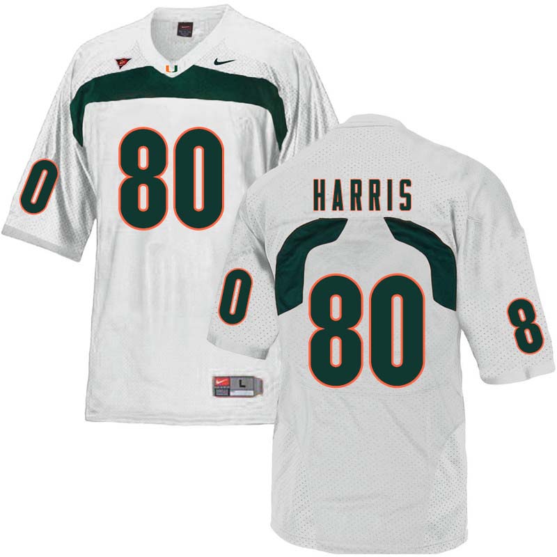 Nike Miami Hurricanes #80 Dayall Harris College Football Jerseys Sale-White